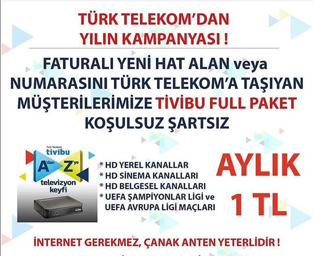 Türk Telekom’da Tivibu 1 TL. KAÇIRMAYIN