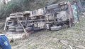 ODUN YÜKLÜ KAMYON DEVRİLDİ