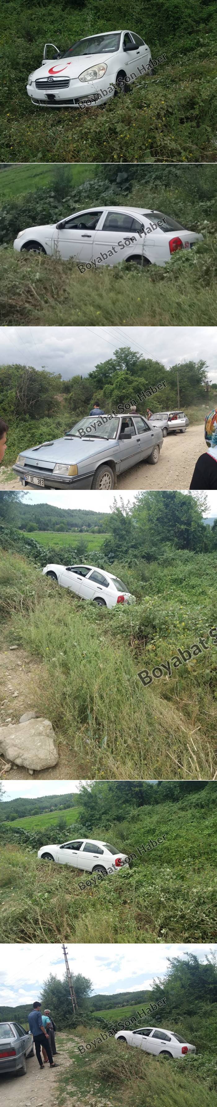 Alibeyli köyünde araç tarlaya yuvarlandı