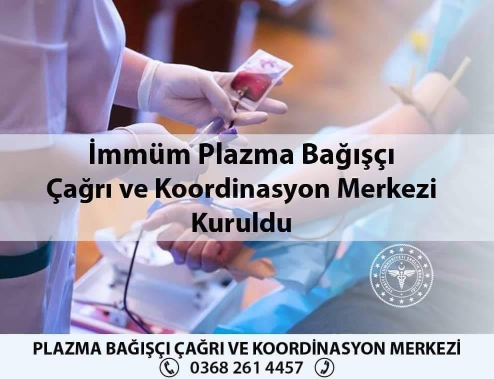 Plazma Bağışçı Çağrı ve Koordinasyon Merkezi Kuruldu.