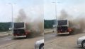 Sinop’ta Yolcu Tur Otobüsü Alev Aldı