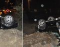 Osmanköy Mevkiinde Kontrolden Çıkan Araç Ters Döndü 3 Yaralı